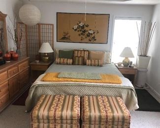 Complete master bedroom for sale. Set Includes Bed, 2 night stands, dresser and mirror and Armoire