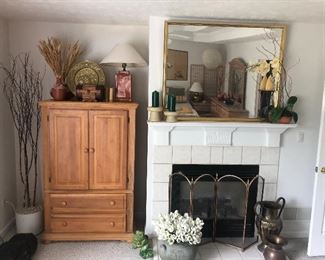 Beautiful large brass mirror and more silk floral arrangments