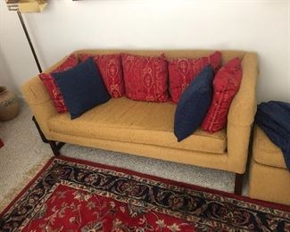 small chenille sofa and matching ottoman
