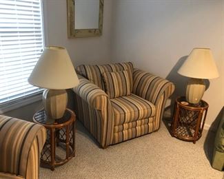 vintage cane end tabes with smoked glass