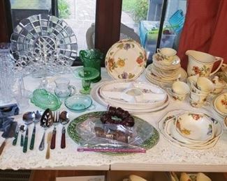 glass and vintage china