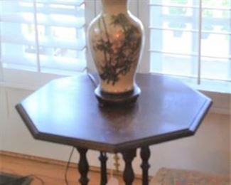 ORIENTAL LAMP - ONE OF SEVERAL AND SIDE TABLE