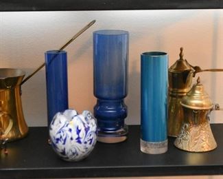 Art Glass Vase, Blue Glass Vases