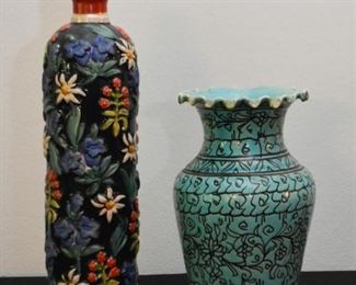 Vintage Pottery Bottle & Vase
