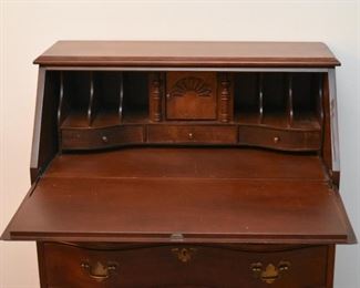 Vintage Serpentine Walnut Secretary / Desk with Drawers