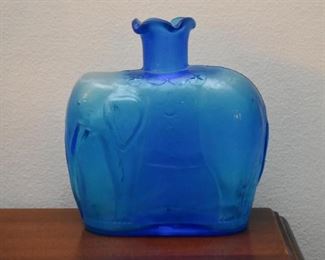 Blue Glass Elephant Bottle