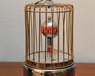 Vintage Mechanical Bird in Cage / Birdcage