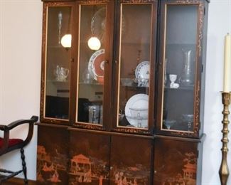 Asian Lacquer / Chinoiserie China Cabinet 