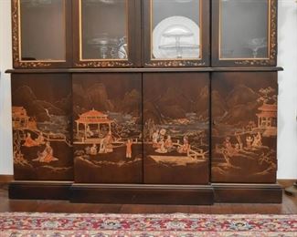 Asian Lacquer / Chinoiserie China Cabinet 