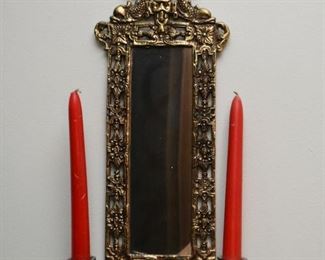 Brass Candle Wall Sconce  with Mirror