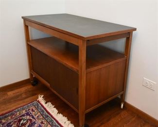 Mid Century Modern Serving Cart / Console (extends to reveal food warmer inside)
