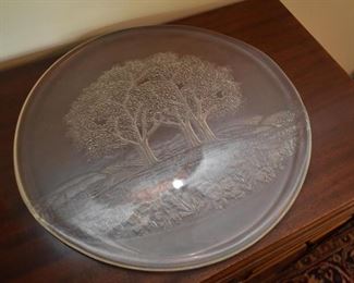 Glass Serving Platter with Trees