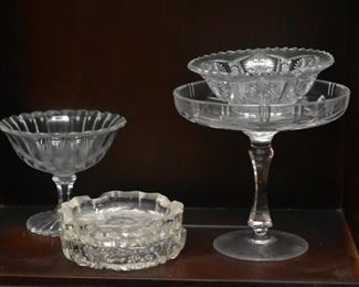 Vintage Glassware - Coasters, Ashtrays, Pedestal Bowls, Etc.
