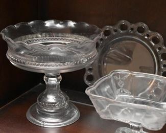 Vintage Glassware - Pedestal Bowls, Dessert Trays, Etc.
