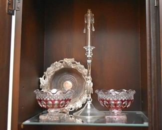 Vintage Glassware - Bowls, Candlestick - Metal Wine Bottle Coaster