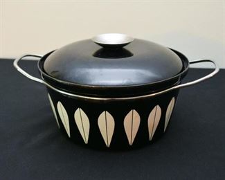 Cathrineholm Black Enamelware Lotus Pots / Covered Casseroles