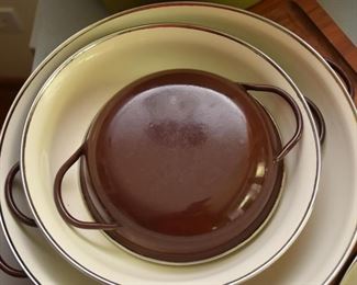 Vintage Brown Enamelware Shallow Baking Pans