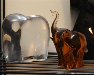 Glass Elephant Figurines / Paperweights 
