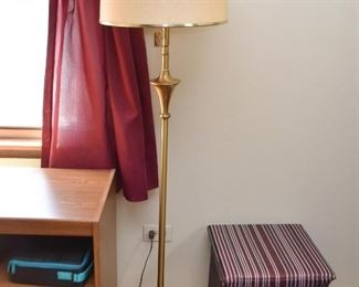 Brass Floor Lamp, Storage Ottoman