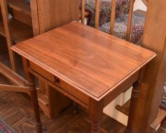 Vintage Turned Leg End Table with Drawer