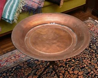 Copper Shallow Bowl with Tripod Stand