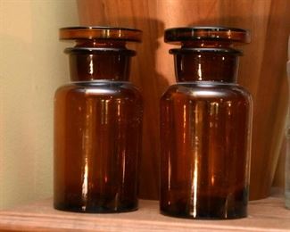 Vintage Brown Glass Jars
