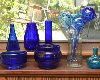 Cobalt Blue Glass Vases & Bowls