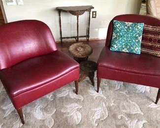 Funky naugahyde pair of MCM chairs