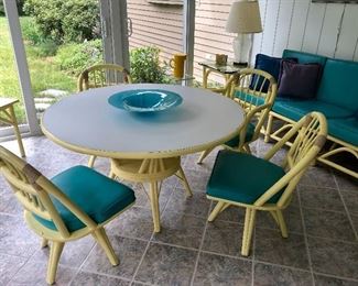 Vintage Patio Set: Table, 4 chairs, sofa, 2 side tables