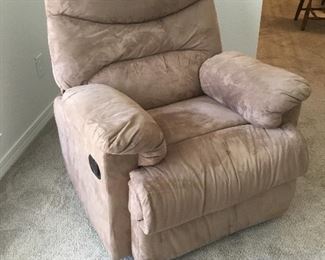 Faux Swede tan recliner 