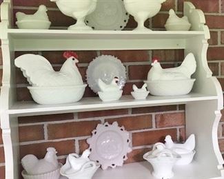 Collection of milk glass chicken