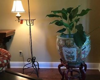 Oriental large fish bowl. On stand $495.00 each