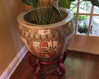 Large Asian antique fish bowl