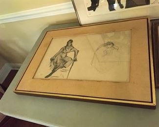 Listed artist Robert Henri pencil “lady seating”