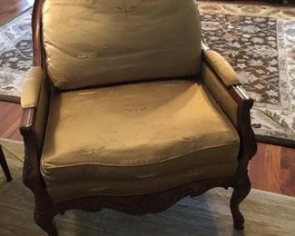 Havertys mustard yellow silk chair