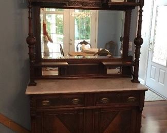 Rare ornate Eastlake sideboard with mirror back, all original., 