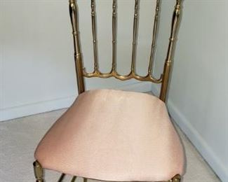Brass Chair w/blush upholstered seat