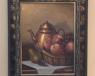 Sambataro (16x12”) Oil on Canvas w/ COA “Kettle & Peaches” 