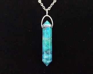 .925 Sterling Silver Chrysocolla Pendant Necklace
