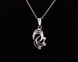 .925 Sterling Silver Crystal Swan Pendant Necklace
