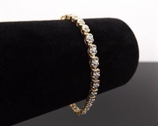 .925 Sterling Silver Diamond Accented Vermeil Tennis Bracelet
