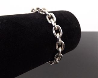 .925 Sterling Silver Heavy Link Charm Bracelet
