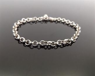 .925 Sterling Silver Round Link Charm Bracelet
