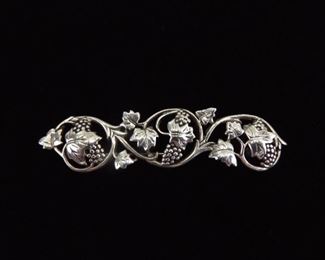 .925 Sterling Silver Grape Leaf Brooch
