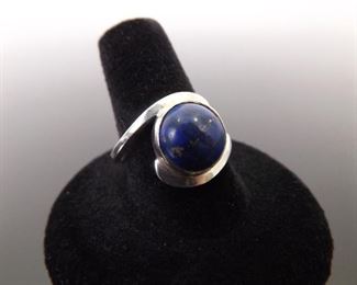 .925 Sterling Silver&nbsp;Lapis Lazuli Cabochon Ring Size 9
