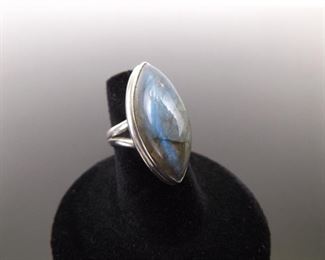 .925 Sterling Silver Moonstone Cabochon Ring Size 5.5

