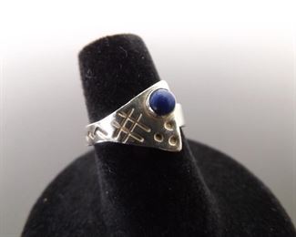.925 Sterling Silver&nbsp;Lapis Lazuli Cabochon Ring Size 6

