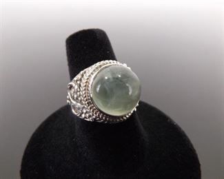 .925 Sterling Silver Moonstone Cabochon Ring Size 7.75
