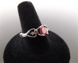 .925 Sterling Silver Faceted Ruby Ring Size 10
