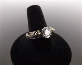 .925 Sterling Silver Crystal Solitaire Ring Size 11
